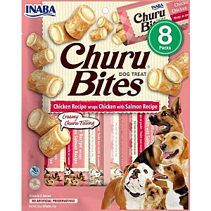 INABA Churu Bites Vištienos su lašiša receptas - Skanėstas šunims - 8x12g