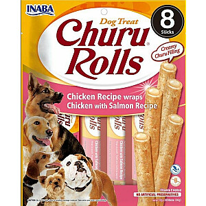 INABA Churu Rolls Vištienos su lašiša receptas - Gardumynai šunims - 8x12g