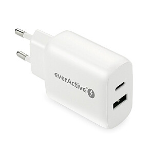 Настенное зарядное устройство everActive SC-370Q с разъемом USB QC3.0 и USB-C PD PPS 25 Вт