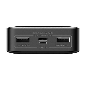 Powerbank Baseus Bipow 20000mAh, 2xUSB, USB-C, 15W (juoda)