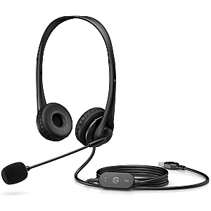 HP USB laidinės stereofoninės ausinės G2 su galvos apdangalu biuro / skambučių centru – juodos spalvos