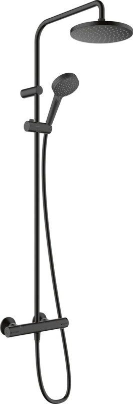 Termostatinė dušo sistema Hansgrohe Vernis Blend 200, 1jet Showerpipe, juoda matinė, 26276670