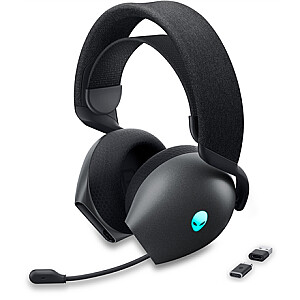 „Dell Alienware“ dviejų režimų belaidės žaidimų ausinės AW720H ant ausies, įtaisytas mikrofonas, tamsioji mėnulio pusė, triukšmo slopinimas, belaidis ryšys