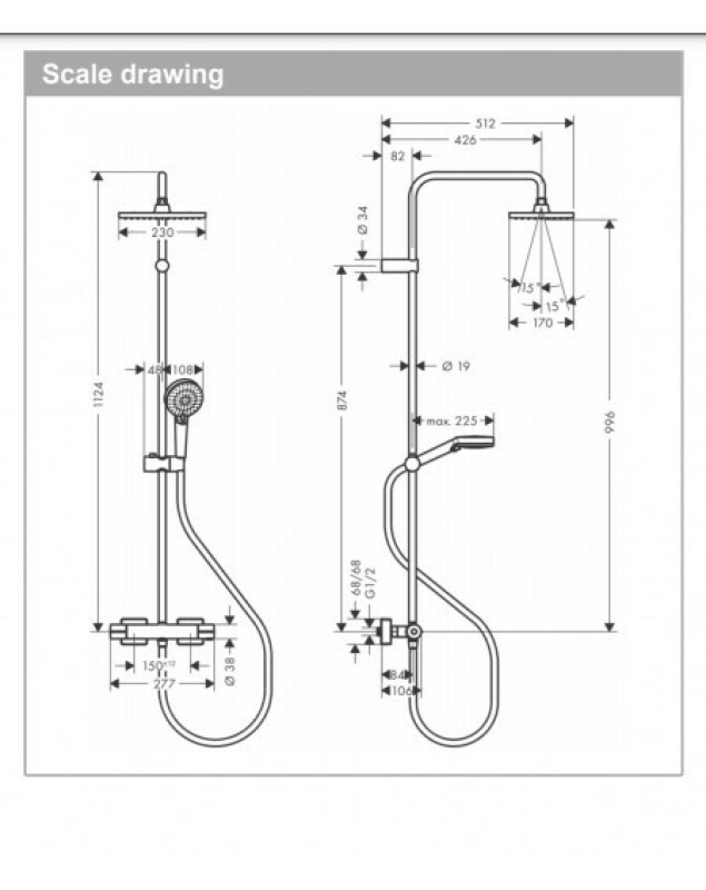 Termostatinė dušo sistema Hansgrohe Vernis Shape 230 1 Jet 26286670, juoda matinė