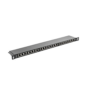 LANBERG PATCH PANEL 24 PORTS 0,5U CAT.5E FTP BLACK