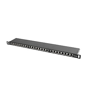 LANBERG PATCH PANEL 24 PORTS 0,5U CAT.5E FTP BLACK