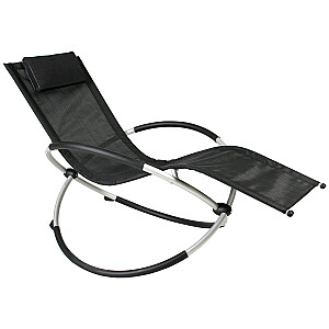 Šezlongas FUN, 145x77x86cm, sulankstomas, sėdynė: tekstilinas, spalva: juoda, rėmas: aliuminis, spalva: sidabrinė