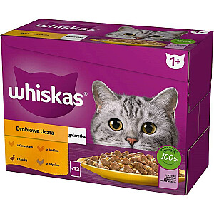 WHISKAS желе в пакетиках из птицы, утки, индейки, курицы - влажный корм для кошек - 12x85 г