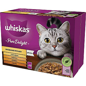 WHISKAS Pure Delight птица, утка, индейка, курица - влажный корм для кошек - 12x85 г