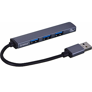 ORICO HUB USB-C 4X USB-A (3X2.0, 1X3.0), алюминий