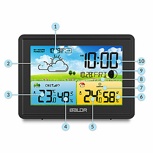 Meteorologinė stotis su ekranu BD-908 juoda