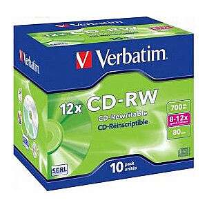 Verbatim Матрицы  CD-RW SERL 700MB 10x-12x 10 Pack Jewel