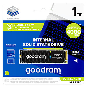 Goodram SSDPR-PX600-250-80 M.2 250 GB PCI Express 4.0 3D NAND NVMe vidinis SSD