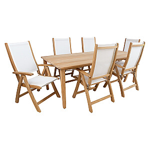 Valgomojo komplektas MALDIVE stalas, 6 sulankstomos kėdės