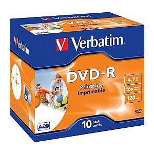 VERBATIM 10x DVD-R 4,7 ГБ 120 мин 16x JC