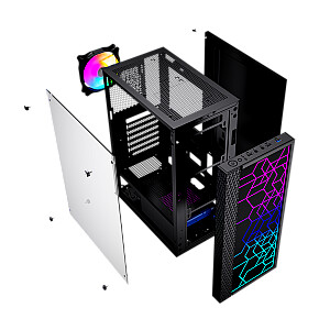 Корпус компьютера Gembird Fornax 2500 ARGB Gaming ATX, Midi Tower, подсветка, Черный