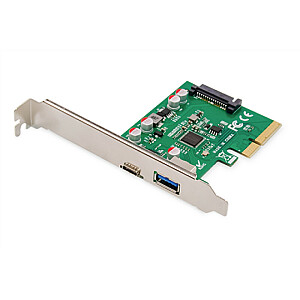 DIGITUS PCIe kortelė, USB-C 3.1 Gen 2, 10Gpbs, USB-A 3.1