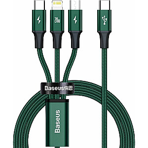 USB laidas Baseus USB-C – USB-C + microUSB + Lightning 1,5 m Green (1573-74475_20220301153445)