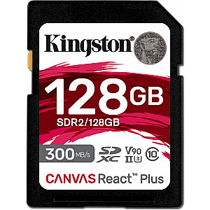 „Kingston Canvas React Plus SDXC“ kortelė, 128 GB, 10 klasės UHS-II/U3 V90 (SDR2/128 GB)
