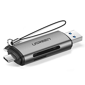 Ugreen USB Type C | USB 3.0 SD | „micro SD“ kortelių skaitytuvas pilkas (50706)