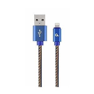 Gembird USB Male - Lightning Male Premium denim 2m Синий