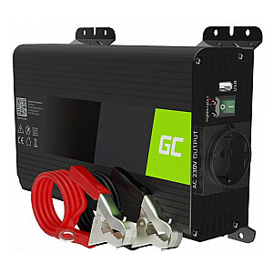 Strāvas pārveidotājs Green Cell PRO Car Power Inverter Converter 12V to 230V 300W/ 600W Pure sine