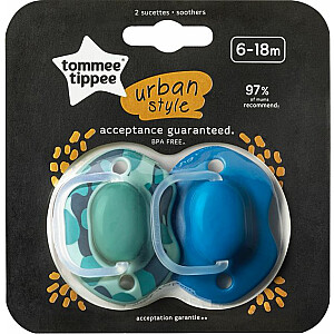 Соска-пустышка Tommee Tippee Urban для мальчиков 6–18 месяцев, 2 шт. (43342060)