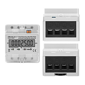 Qoltec 50900 Трехфазный электронный счетчик электроэнергии | 230В | ЖК | 4П | DIN-рейка