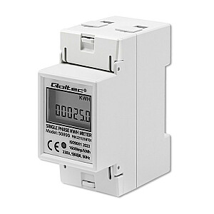 Qoltec 50899 Vienfazis elektroninis energijos skaitiklis | 230 V | LCD | 2P | DIN bėgis