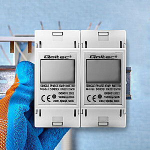 Qoltec 50899 Однофазный электронный счетчик энергопотребления | 230 В | ЖК | 2П | DIN-рейка