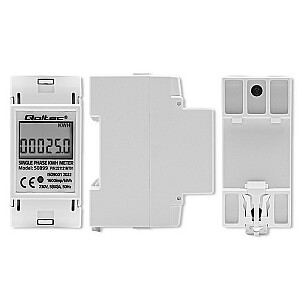 Qoltec 50899 Однофазный электронный счетчик энергопотребления | 230 В | ЖК | 2П | DIN-рейка
