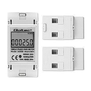 Qoltec 50899 Однофазный электронный счетчик энергопотребления | 230 В | ЖК | 2П | DIN-рейка