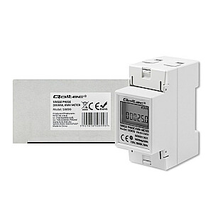 Qoltec 50899 Однофазный электронный счетчик энергопотребления | 230 В | ЖК | 2П | DIN-рейка