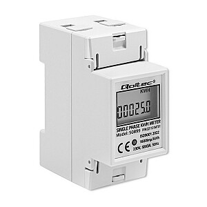 Qoltec 50899 Однофазный электронный счетчик энергопотребления | 230 В | ЖК | 2П | DIN-рейка