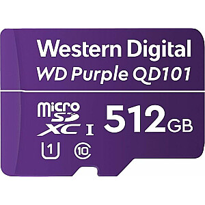 WD Purple MicroSDXC 512 GB 10 klasės UHS-I/U1 kortelė (WDD512G1P0C)