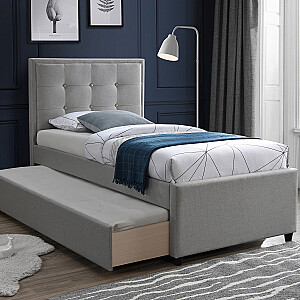 Кровать OSWALDO 90x200см, с матрасом HARMONY UNO, платиново-серый