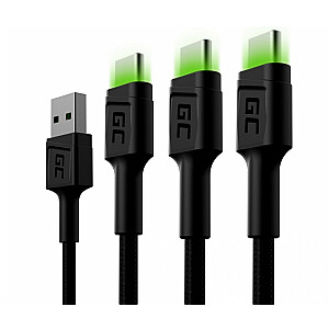 GREEN CELL 3x кабель GC Ray USB-C 200см