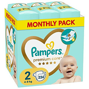 Подгузники Pampers Premium Care 4-8кг, размер 2-MINI, 224шт