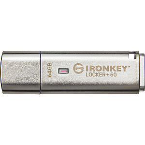 „Flash“ diskas „Kingston IronKey Locker+“ 50, 64 GB (IKLP50 / 64 GB)