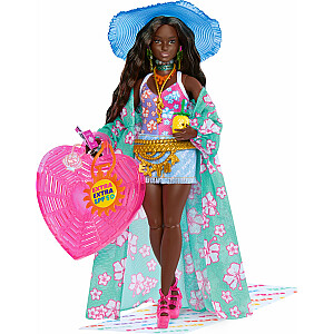 Кукла Barbie Mattel Barbie Extra Fly Beach Doll на ходу с пляжной одеждой + шляпой, тропическим плащом и большой сумкой HPB14