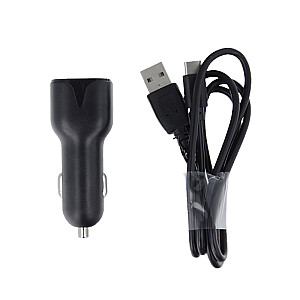 Maxlife MXCC-01 automobilinis įkroviklis 2x USB 2.4A juodas + USB-C laidas