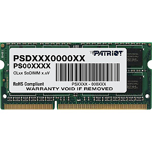 Atmintis, skirta Patriot Signature SODIMM DDR3 4GB 1600MHz CL11 nešiojamam kompiuteriui (PSD34G16002S)