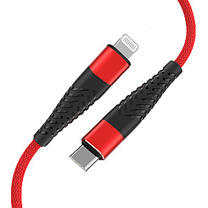 Fusion Fishbone USB-C su Lightning 30W kabeliu | 3 A | 1,5 m raudona