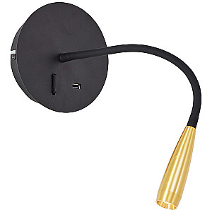 S.l.-JUTTA 2.8W LED 3000K 170lm juodas/matinis auksas su USB išvestimi G99946/86