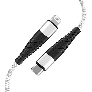 Fusion Fishbone USB-C su Lightning 30W kabeliu | 3 A | 1,5 m baltos spalvos