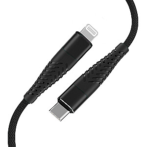 Fusion Fishbone USB-C su Lightning 30W kabeliu | 3 A | 1,5 m juodos spalvos