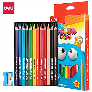 Spalvoti pieštukai DELI EC00600 jumbo, 12 spalvų