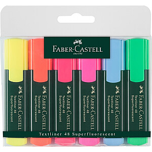 Faber-Castell teksto žymeklių rinkinys, 6 spalvos, 1-5 mm, sukryžiuotas galas, įvairios spalvos
