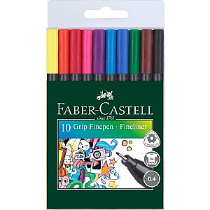 Faber-Castell GRIP Finepen rašiklių rinkinys, 10 spalvų