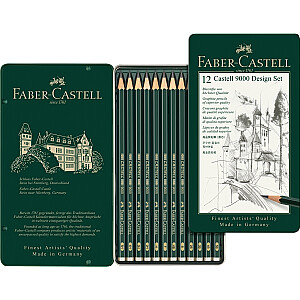 Карандаши для срисовки Faber-Castell 9000 Design Set, 5B-5H, 12 шт.